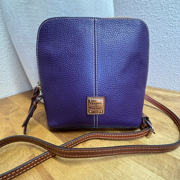 Dooney & Bourke Mini Domed Crossbody Bag Pebble Leather Plum Red Lined - Picture 11 of 11